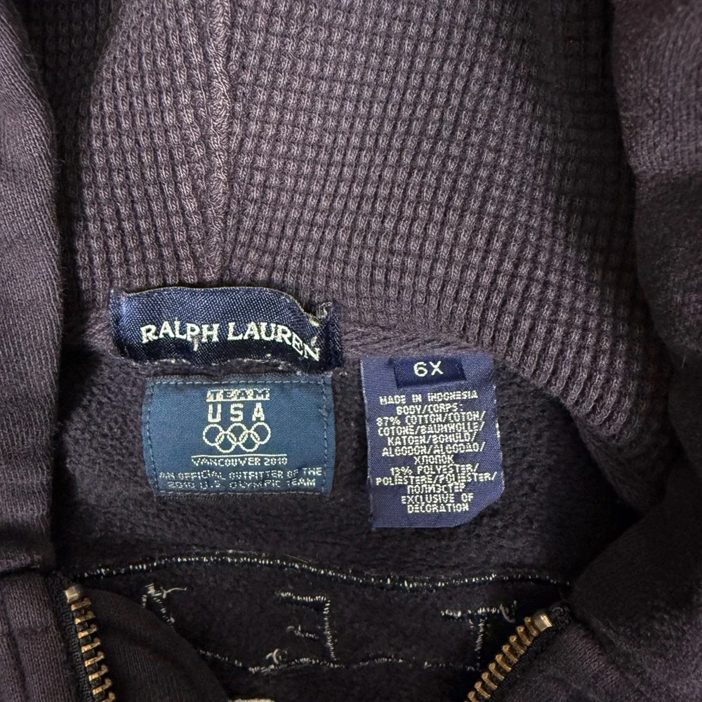 Ralph Lauren Team USA Olympic Vancouver 2010 Full‎ Zip Hoodie Kids 6 Sportswear
